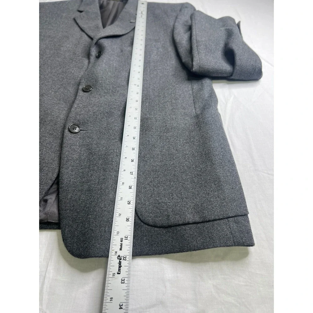 Andrew Fezza New York Gray Worsted Wool‎ Cashmere Blazer Mens 42R